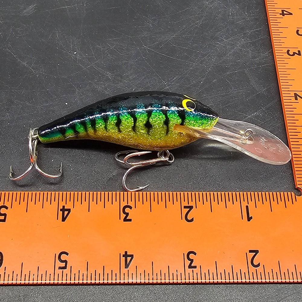 Strike King Deep Diver Crankbait Green Yellow Glitter Tiger Stripe Fishing Lure